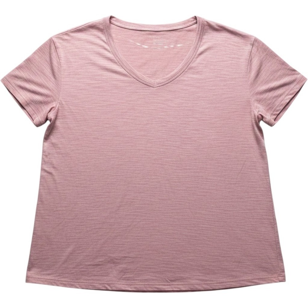 Time And Tru Shirt Womens Large Pink V Neck Short Sleeve Solid Jersey Top